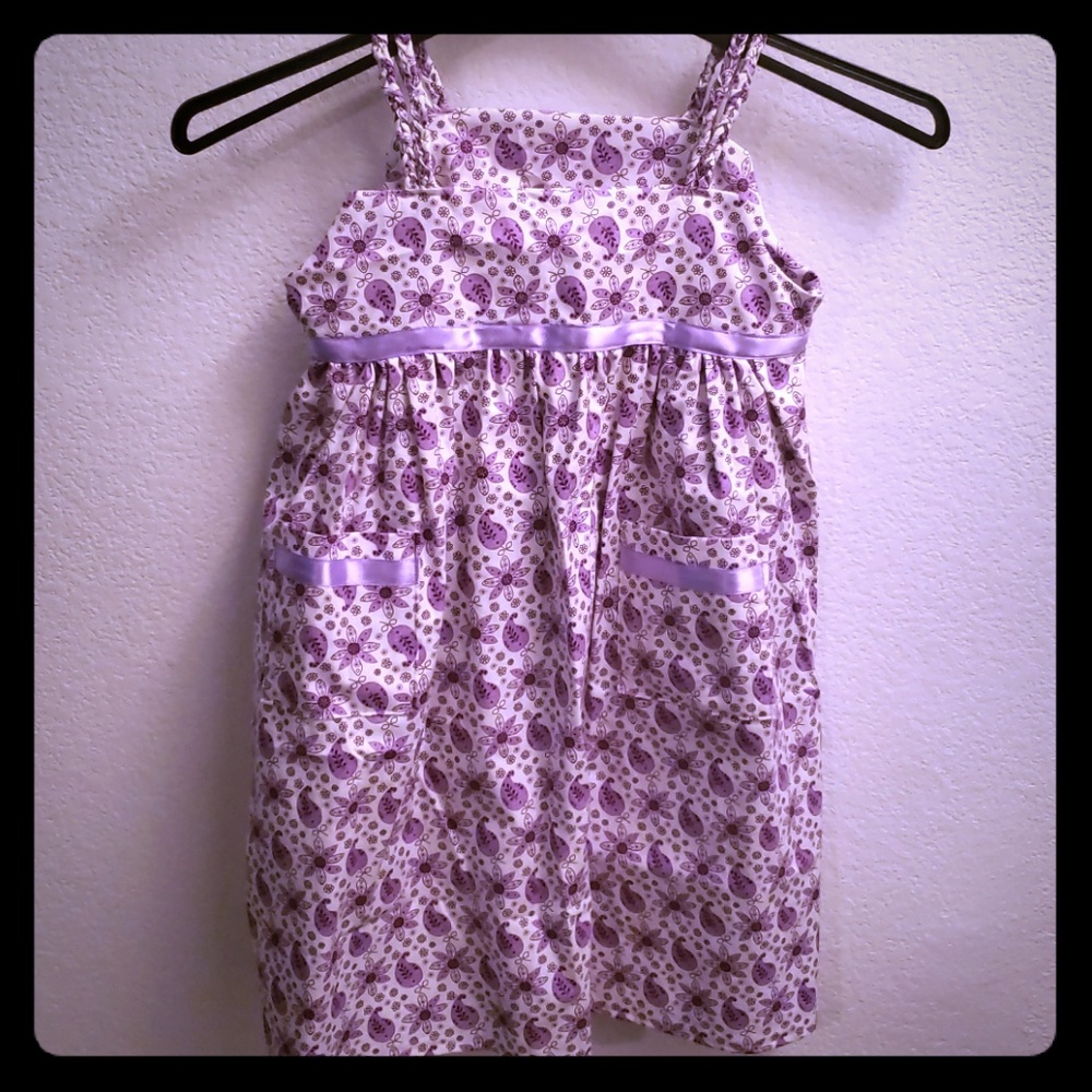 Purple Flowered Childs Dress (Handmade)
